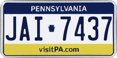 PA license plate JAI7437
