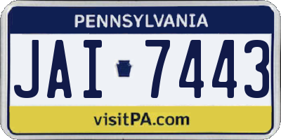 PA license plate JAI7443