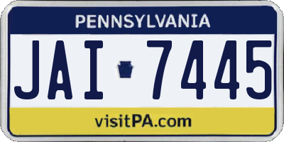 PA license plate JAI7445