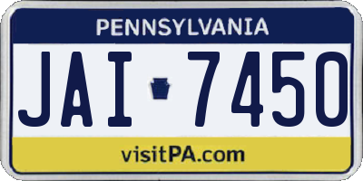 PA license plate JAI7450
