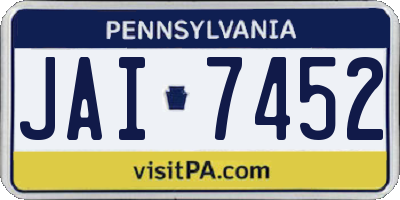 PA license plate JAI7452