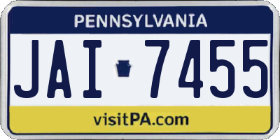 PA license plate JAI7455