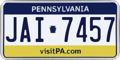 PA license plate JAI7457