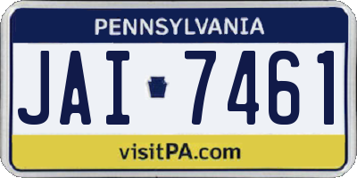 PA license plate JAI7461