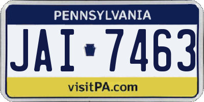 PA license plate JAI7463