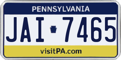 PA license plate JAI7465