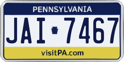 PA license plate JAI7467