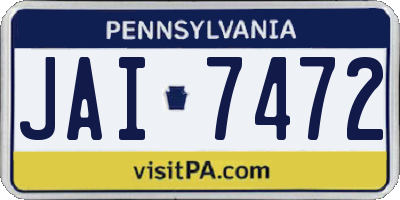PA license plate JAI7472