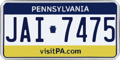 PA license plate JAI7475