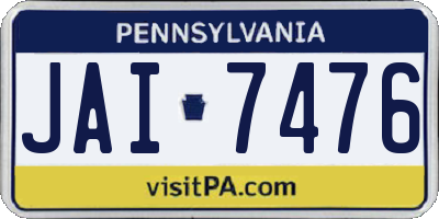 PA license plate JAI7476