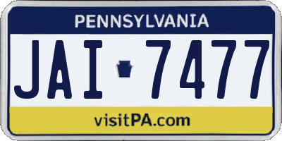 PA license plate JAI7477