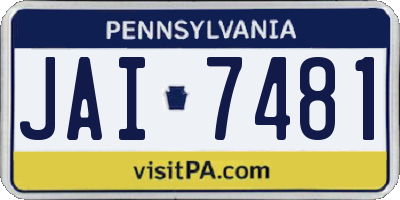 PA license plate JAI7481