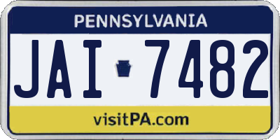 PA license plate JAI7482