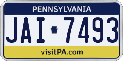 PA license plate JAI7493