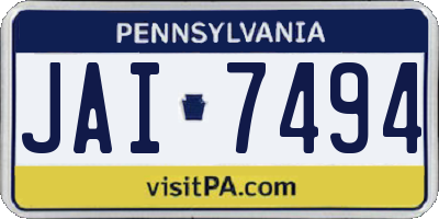 PA license plate JAI7494