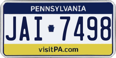 PA license plate JAI7498