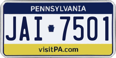 PA license plate JAI7501