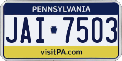 PA license plate JAI7503