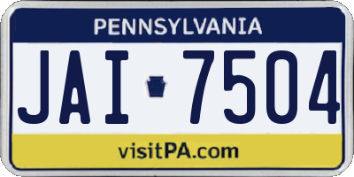 PA license plate JAI7504