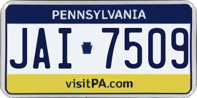 PA license plate JAI7509