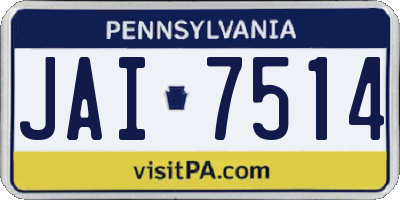 PA license plate JAI7514
