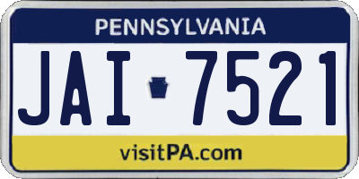 PA license plate JAI7521