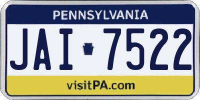 PA license plate JAI7522