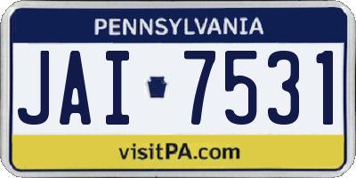 PA license plate JAI7531