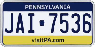 PA license plate JAI7536