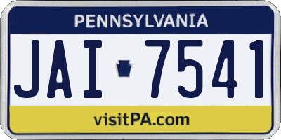 PA license plate JAI7541