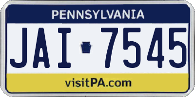 PA license plate JAI7545