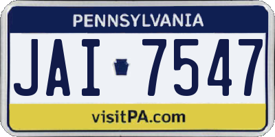 PA license plate JAI7547