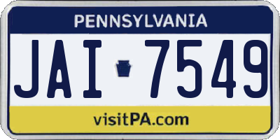 PA license plate JAI7549
