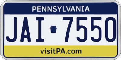 PA license plate JAI7550