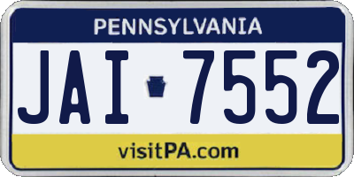 PA license plate JAI7552