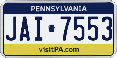 PA license plate JAI7553