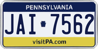 PA license plate JAI7562