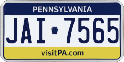 PA license plate JAI7565