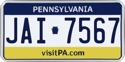 PA license plate JAI7567