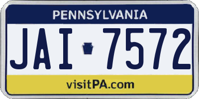 PA license plate JAI7572
