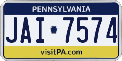 PA license plate JAI7574