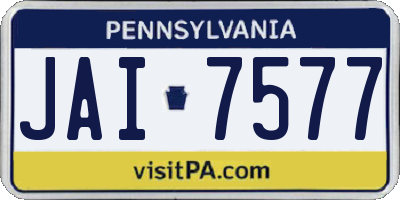 PA license plate JAI7577