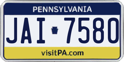 PA license plate JAI7580