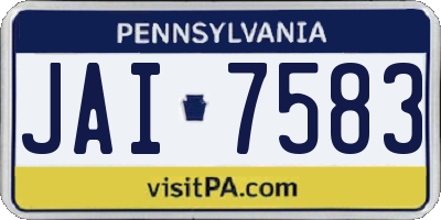 PA license plate JAI7583