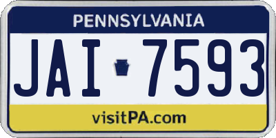 PA license plate JAI7593