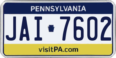 PA license plate JAI7602