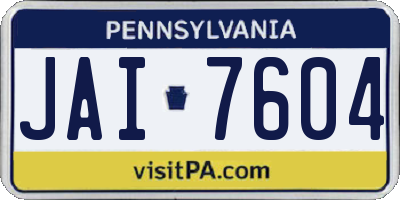 PA license plate JAI7604