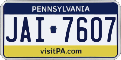 PA license plate JAI7607