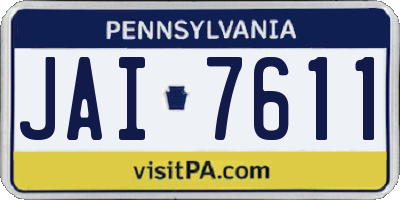 PA license plate JAI7611