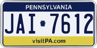 PA license plate JAI7612
